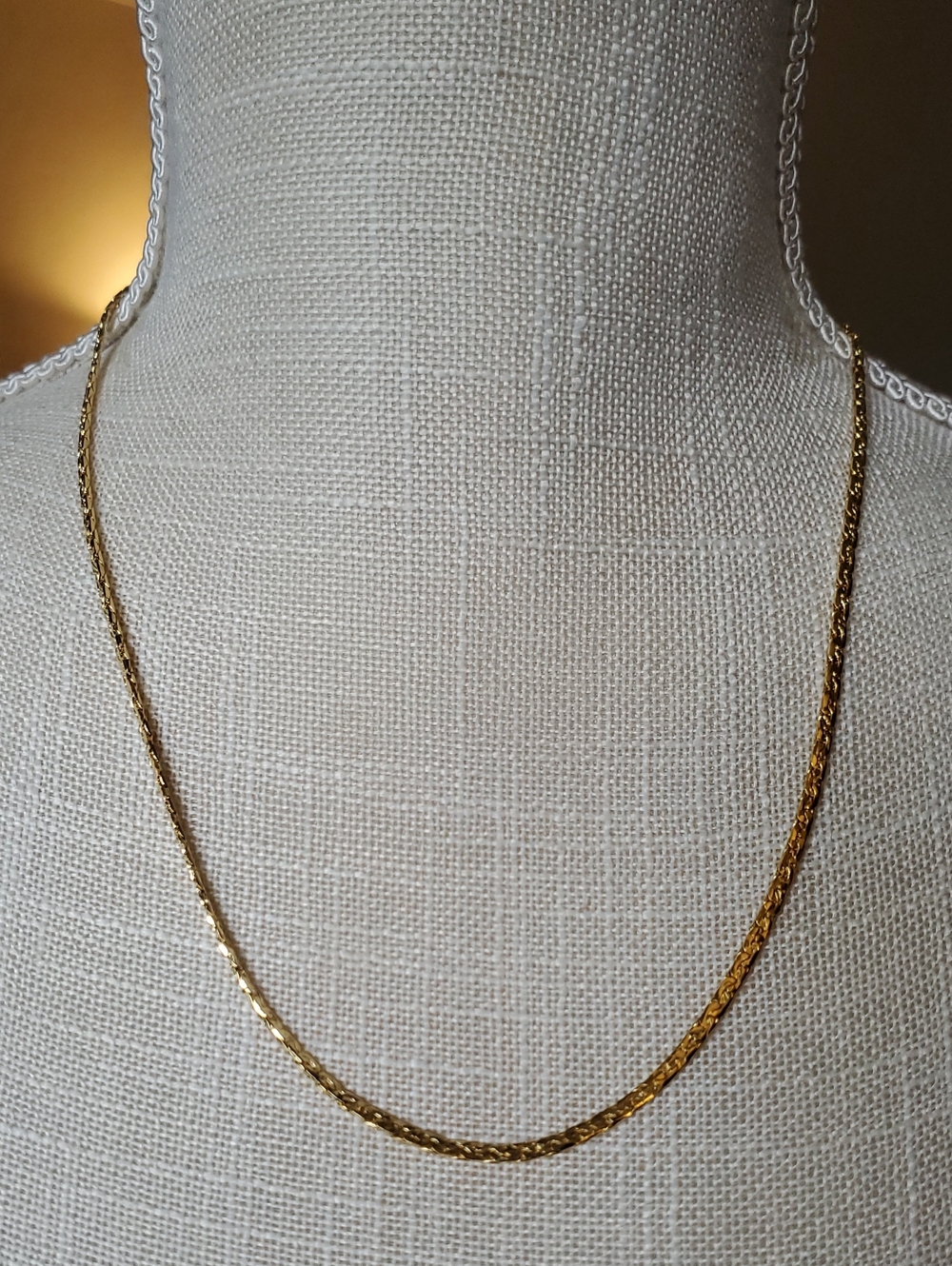 Vintage 14K GOLD PLATED signed Textured Link Chain Necklace 20 In